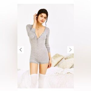 Urban Outfitters Out From Under Grey Ribbed Knit Romper - Small